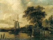 Meindert Hobbema, Windmill at the Riverside